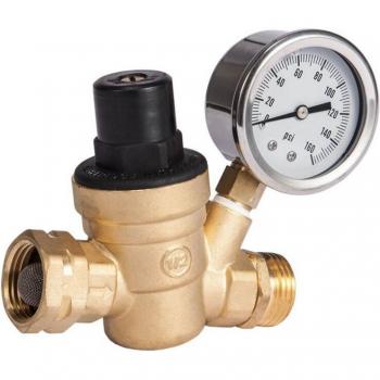 Adjustable Water Pressure Regulator Valve with Gauge for RV Camper