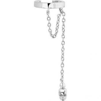 Pendiente tipo horquilla Calavera Gótica de Plata bañado en rodio de Ear Candy