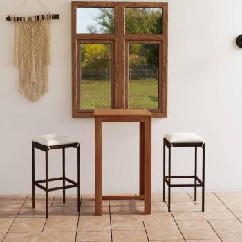 VidaXL Gartenbar-Set 3-teilig mit Kissen in Braun