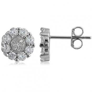 Córdoba Jewels: Pendientes en plata 925 con zirconitas Flor Zirconium