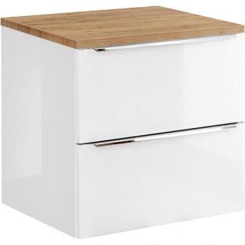 Petits meubles – Meuble sous‑vasque 60 cm, plan de toilette, April, blanc et bois