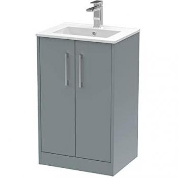 Hudson Reed Juno Coastal Grey 500mm Free-standing Bathroom Vanity Unit with Minimalist Ceramic Basin
