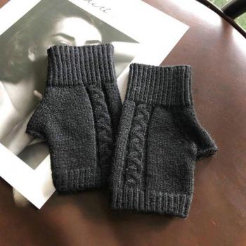Gants chauds sans doigts en cachemire pour femme, 1 paire, mitaines au poignet