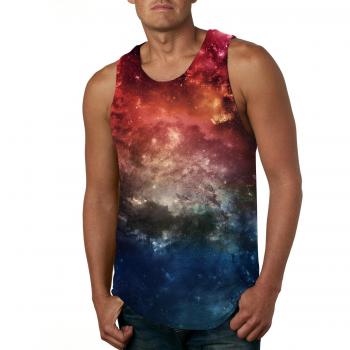 Adicreat Männer-Sommer Tanktop 3D Grafik Raumweiche Weste mit Rundhals