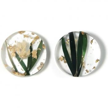 DIY Women's Round Resin Earrings with Dried Flowers