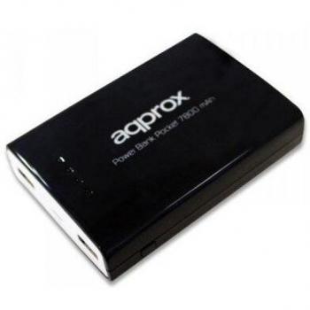 Zwarte 7800 mAh PowerBank met 2×Micro‑USB (5 V, 1–2 A)