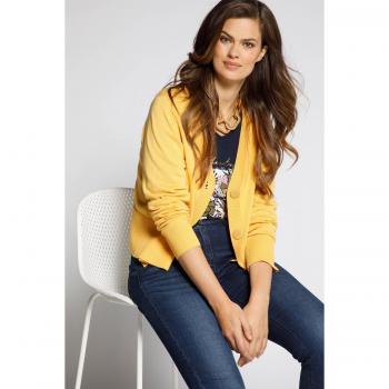Cropped Long Sleeve Cardigan for Plus Size Women, Beige, Size 28/30, Cotton/Viscose