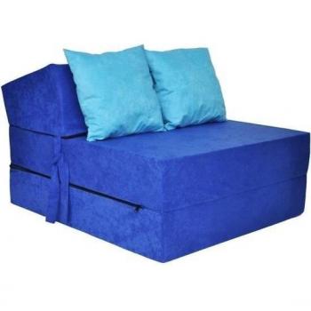 Matelas pliable bleu 200 x 70 x 15 avec coussins