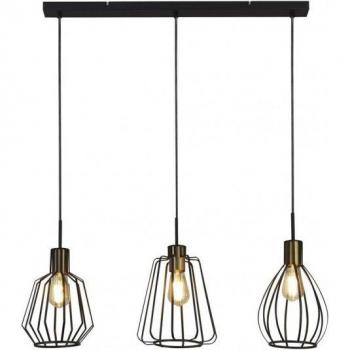 Lampadario Moderno Melbourne 3 Luci E27 in Acciaio Nero e Ottone