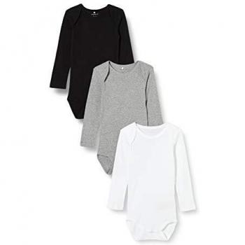 Name It Nbnbody 3p Ls Black Noos Grenouillère, Multicolore, 92 (Lot de 3)