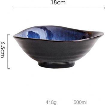 KINGLANG Blue Ceramic Breakfast Bowl