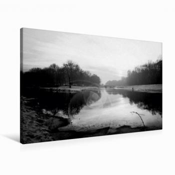 Premium CALVENDO Textil-Leinwand 90 × 60 cm – Winterweiß, ELSTER/PLEIßE