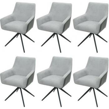 MCW L91‑6 6er Set Esszimmerstühle, dunkelgraues Kunstleder