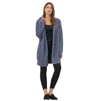 M&Co Women's Chunky Cable Cardigan in Navy – Size 10/12