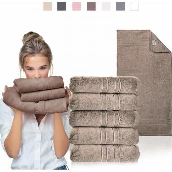 Ägäische Baumwolle: Aqua Fibro Frottee-Set – 5 Handtücher, 50 × 100 cm, Schokolade