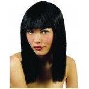 Parrucca Lorella nera con frangia per festa di Carnevale o travestimenti da party in maschera
