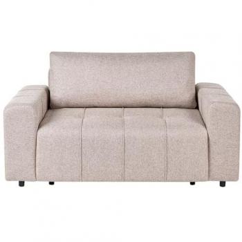 Cozy Light Brown 2‑Seater Sofa Bed Featuring Magazine Holder and Storage in Armrests