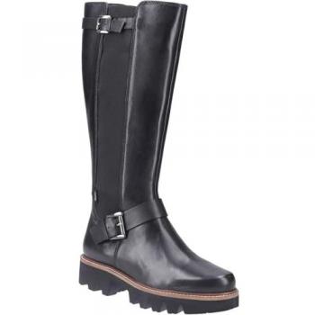 Aleena Women's Black High‑Top Boot – Leather & Textile – Size 5