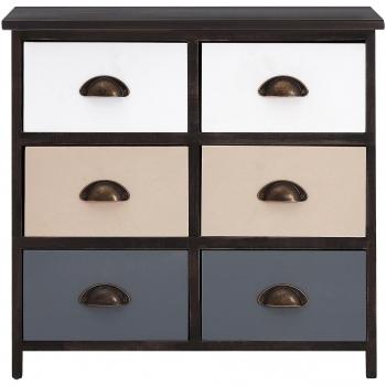 Urban Loft 6 Drawer Paulownia Wood Chest