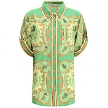 Multicolor Elegance Silk Top – Green, XL