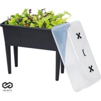 Jardinière à Pieds Infinity XXL – Plateau Rectangular 76×37×85 cm, 70 L, Extérieur/Intérieur, Capuchon Noir