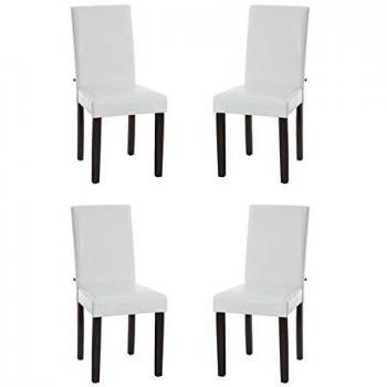 Set de 4 sillas Ina en polipiel blanco y marrón oscuro