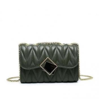 Jfy Triple Compartment Green Quilted Hip Bag