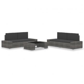 Rattan Gris Jardín 5PC – Día y Noche