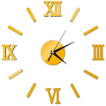Acrylic Mirror Stickers Wall Clock with Roman Numbers