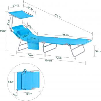 SoBuy Garden Lounger Pair with Shade and Backrest