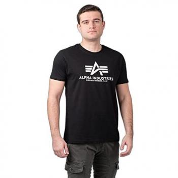 Rundhalsshirt ALPHA INDUSTRIES Basic T 2 Pack Gr. M, blau (schwarz, schwarz petrol), Herren