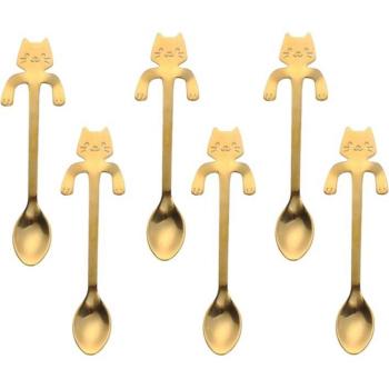 6 Pcs Cat Design Coffee Spoons