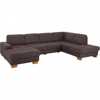 Home affaire Wohnlandschaft Puccini U‑Form – 100 % Polyester, Federkern, Sitztiefenverstellung