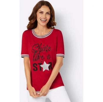 T-shirt Helline rouge-noir à manches courtes