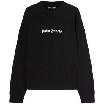 Palm Angels Men's Logo Cotton Sweatshirt in Black | Size XL | PMBA074F23FLE003