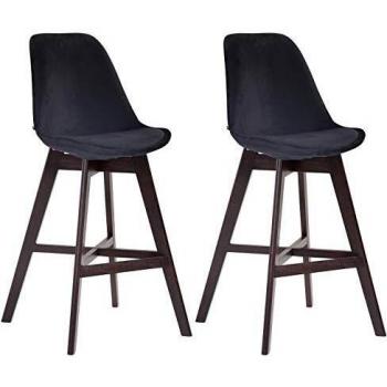 Barhocker Cannes Samt 2er Set mit Eichenholzgestell