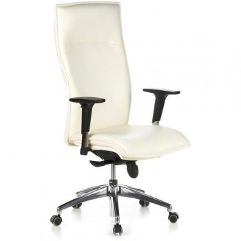 Sillón de Oficina Murano 20 – Piel Marfil, Respaldo Inclinable y Brazos