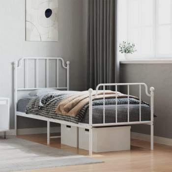 Cadre de Lit en Métal vieXL, taille 80x200 cm – finition blanche