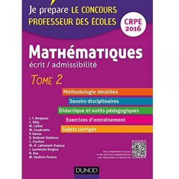 Mathématiques. Professeur des écoles. Ecrit admissibilité