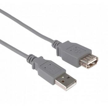 PremiumCord USB 2.0 kabel prodlužovací, A-A, 0,5m, šedá
