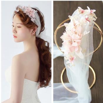 Diadema de boda con flor y velo para novia