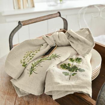 Lot de 3 torchons Herbal Gardens beige/vert (50 x 70 cm)
