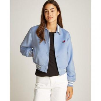 Veste courte Tommy Jeans Varsity bleu léger