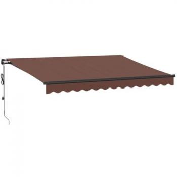 Retractable Brown Awning 350x250 cm by vidaXL