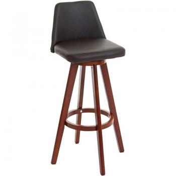 Chaise de bar pivotante en bois similicuir marron