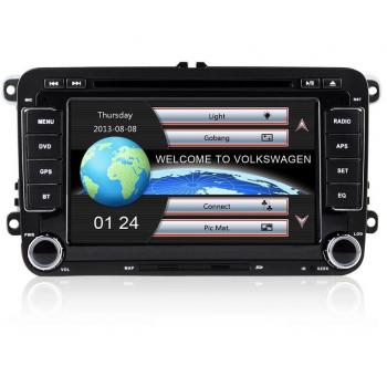 Lettore DVD Bluetooth 2 DIN per VW Golf 4/5/6, Touran, Passat B6, Sharan, Jetta, Caddy con supporto iPod