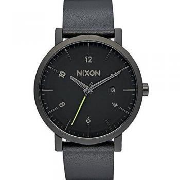 Nixon A945-001-00 Analogquarz Uhr für Herren, Rollo All Black – Lederarmband