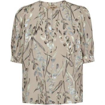 Short Sleeve Feather Gray Blouse