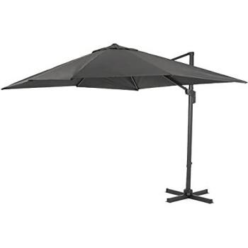 Parasol flottant inclinable, format carré 250 x 250 cm, tissu durable, gris foncé