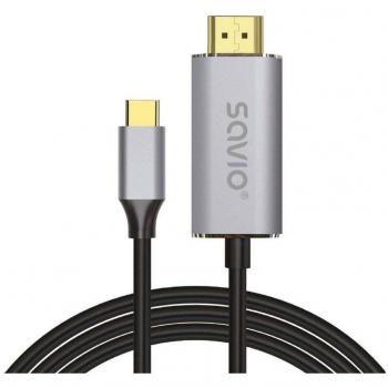 Câble HDMI USB-C 2 m argent/noir SAVIO CL-171